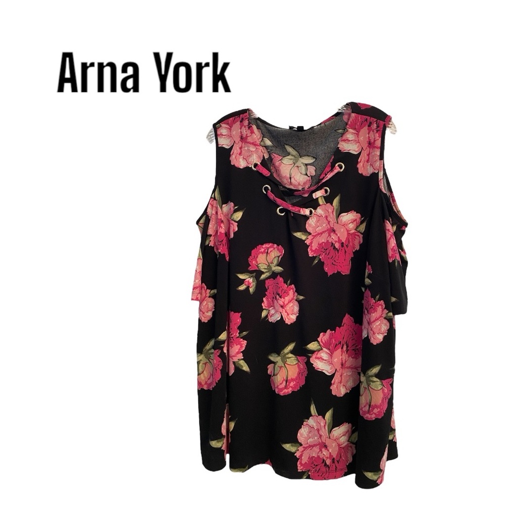 Arna York Cold Shoulder Floral Plus Blouse sz 22/24
